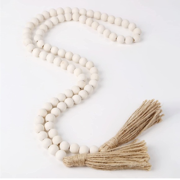 NWT Farmhouse 58in Wood Beads Rustic Country Decor Prayer Boho Wall Hanging - Picture 7 of 13